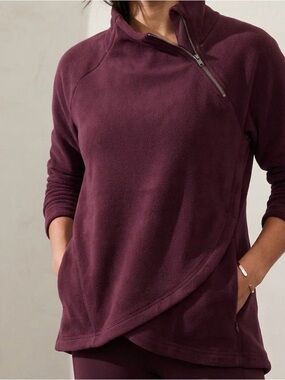 Athleta Plum Asymmetrical Zip Fleece Pullover